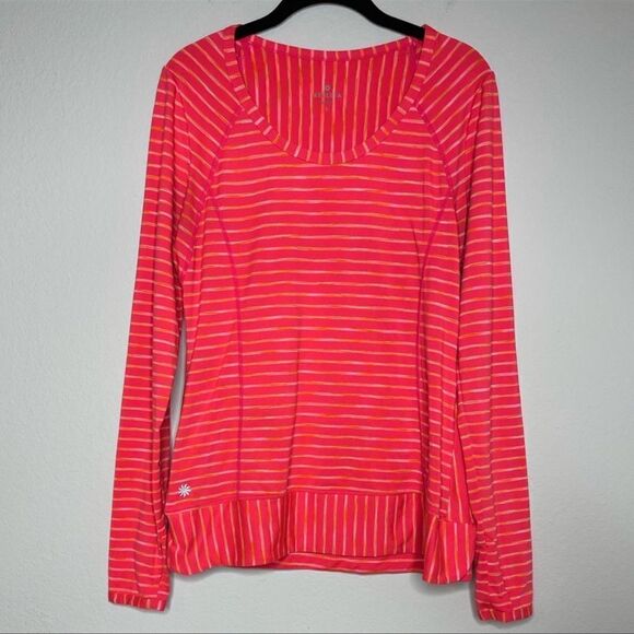 Athleta Pop Pink Orange Space Dye Running Top M - Picture 3 of 7